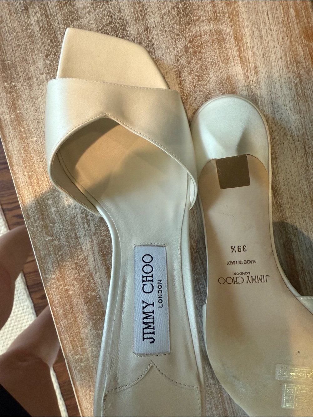 Jimmy Choo Cream Satin Skye 70 Open-Toe Mules - Picture 2 of 4